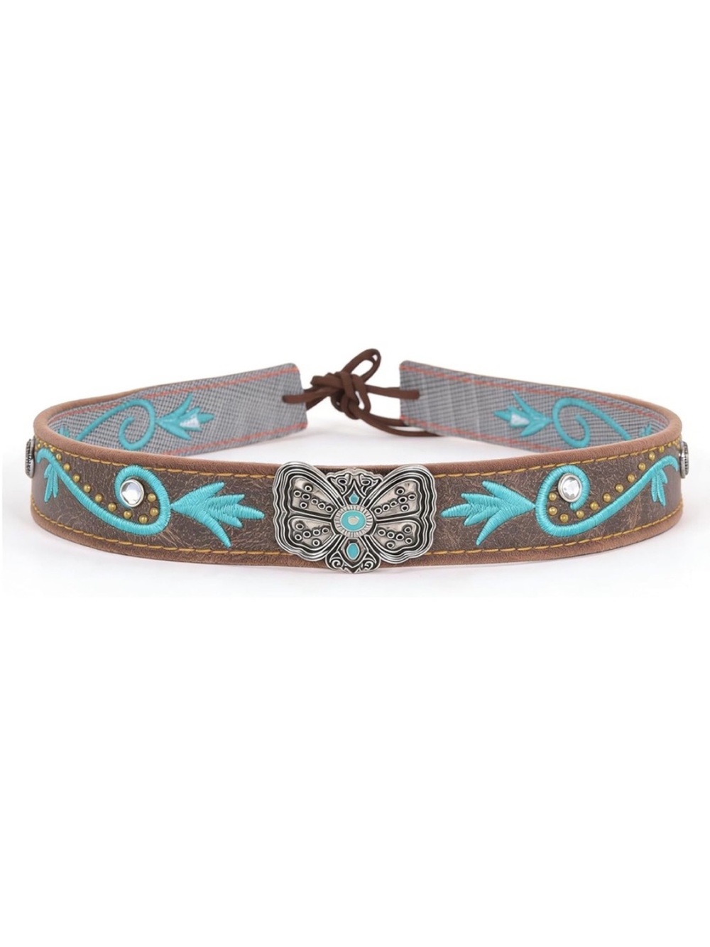 Western Turquoise Boho Embroidered Hat band